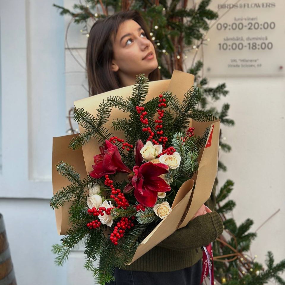 Зимний букет Evergreen Amaryllis